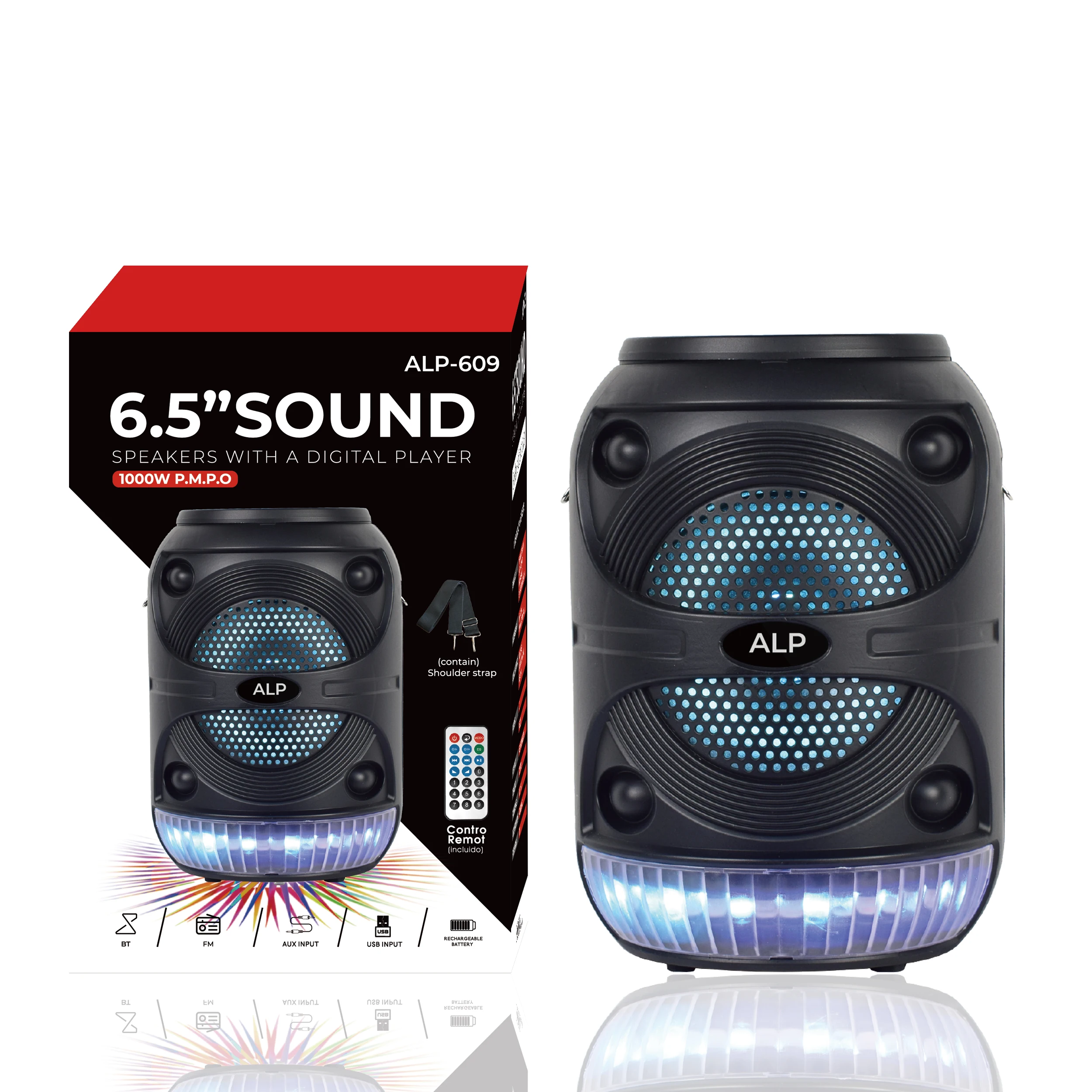 

Mini 6.5 Inch Round Party Box Alexa Echo Dot 4 Amplified Portable Speaker