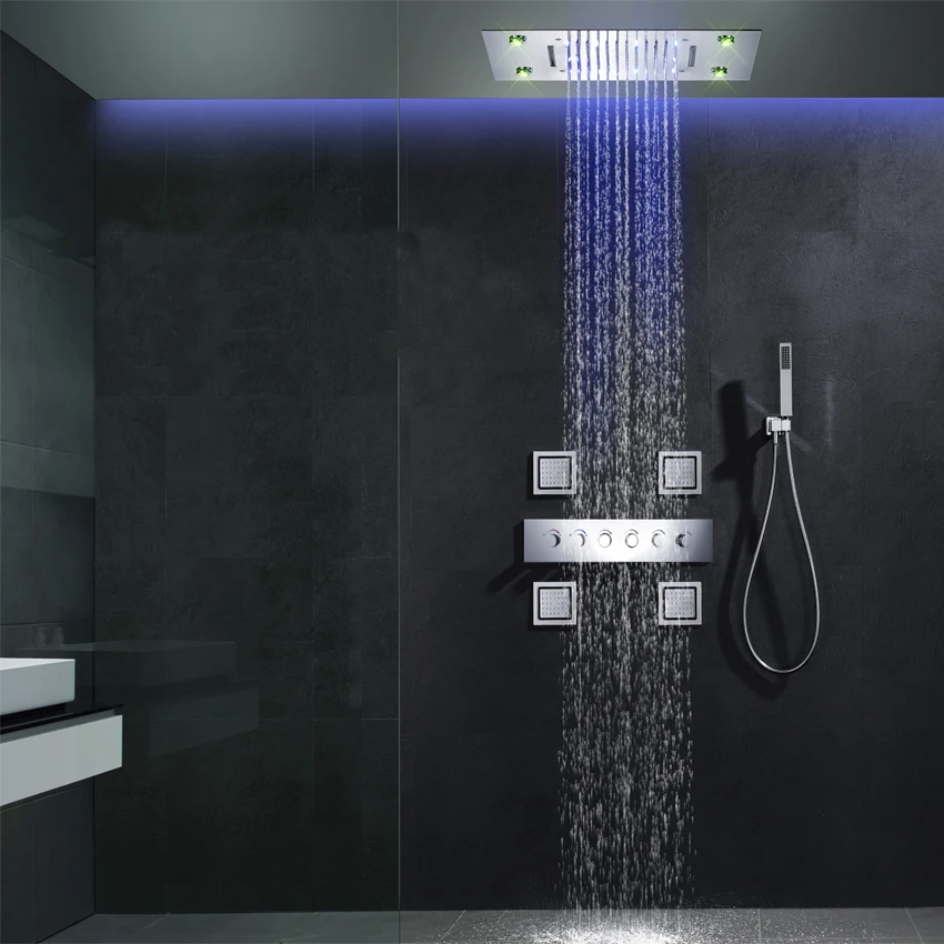 Lesun Thermostatic 5 Way Shower Diverter Rainfall Shower Valves Sets