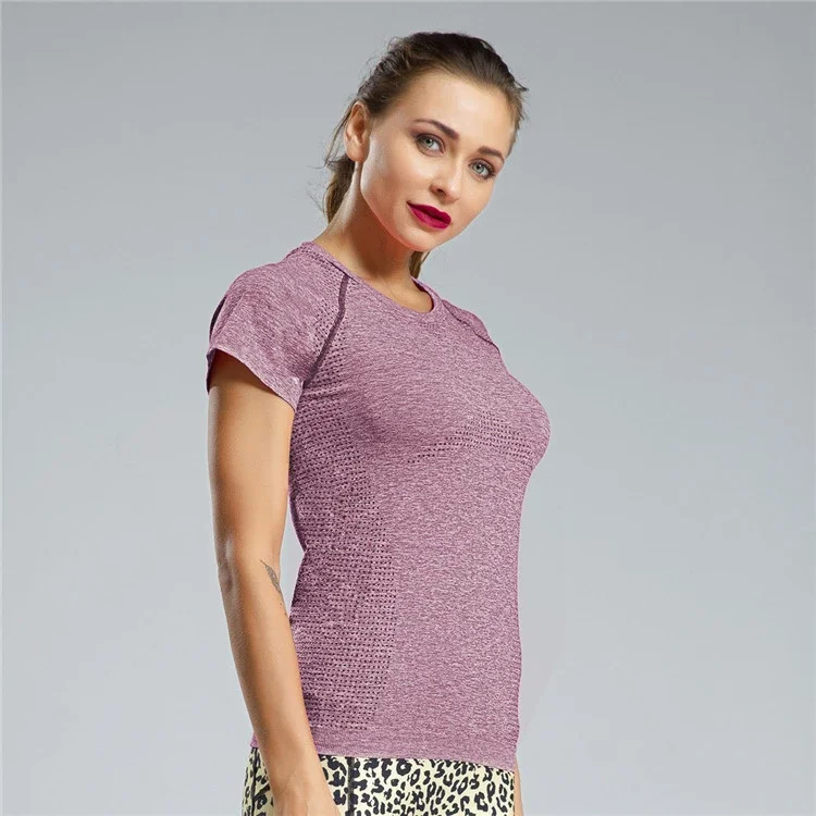 

New Gym Wear Tee Shirt Solid Color Quick Dry Sport T Shirt For Women