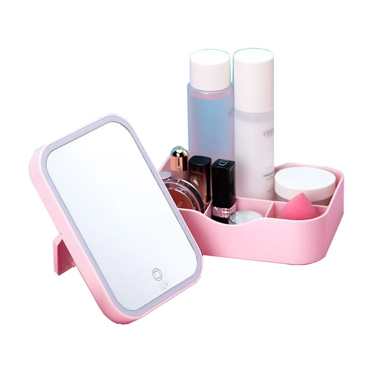 

LED hairdressing makeup mirror portable bedroom desktop folding makeup mirror with lamp fill light desktop vanity mirror