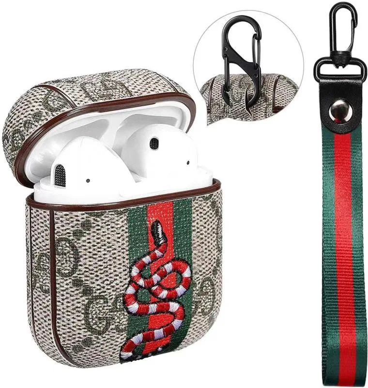 

Designer earphone case with strap For Airpods 1/2 pro Case, Brown yellow