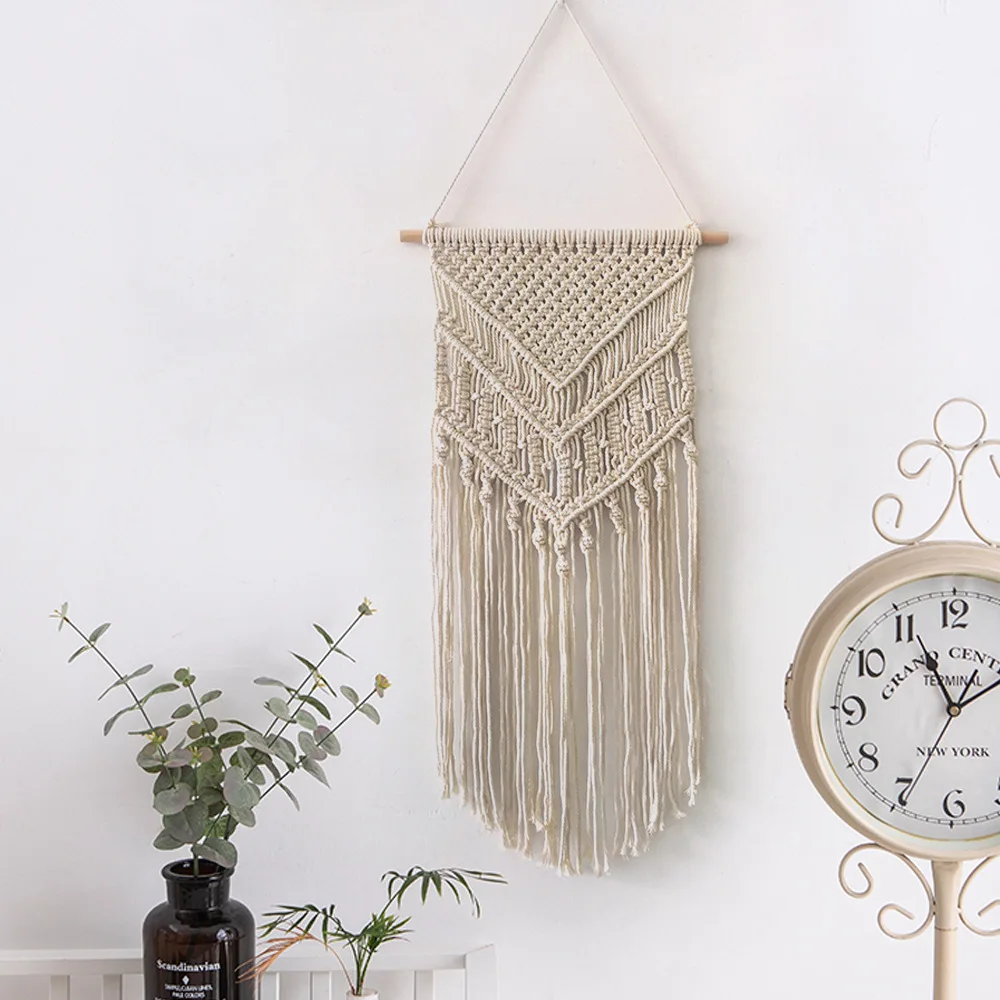 

Organic Cotton Rope Woven Wall Hanging Boho Style Macrame Wall Tapestry For Home Decor