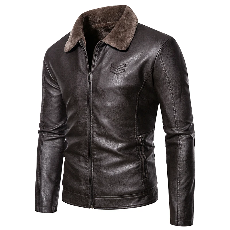 

Winter Velvet Men's Bomber Youth Handsome Pu Leather Fashion Men's Jackets Spring And Autumn Slim Casual Leather Jacket Men