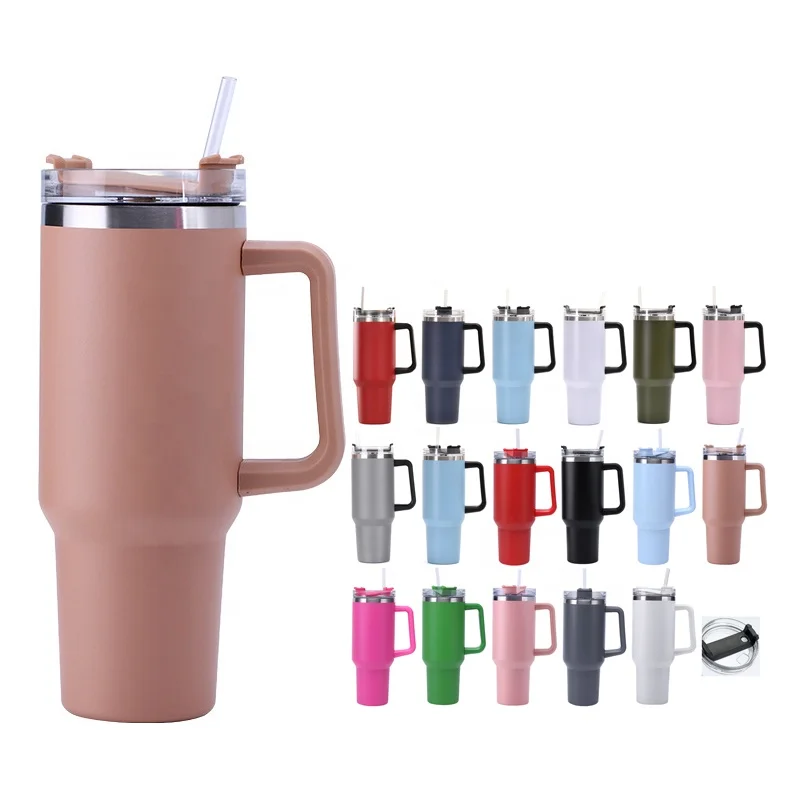 

40oz Double walled stainless steel tumbler cups vacuum insulated travel tumbler with straw wholesale tumbler cups