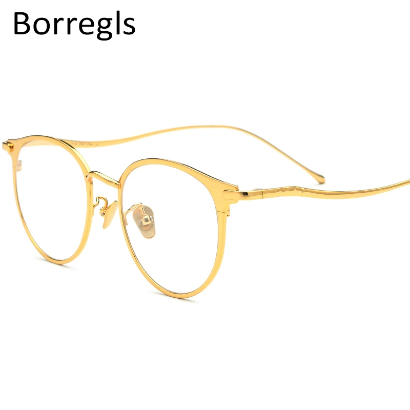 

Borregls Pure Titanium Glasses Women Retro Round Prescription Eyeglasses Frame Men Vintage Myopia Optical Eyewear 18509