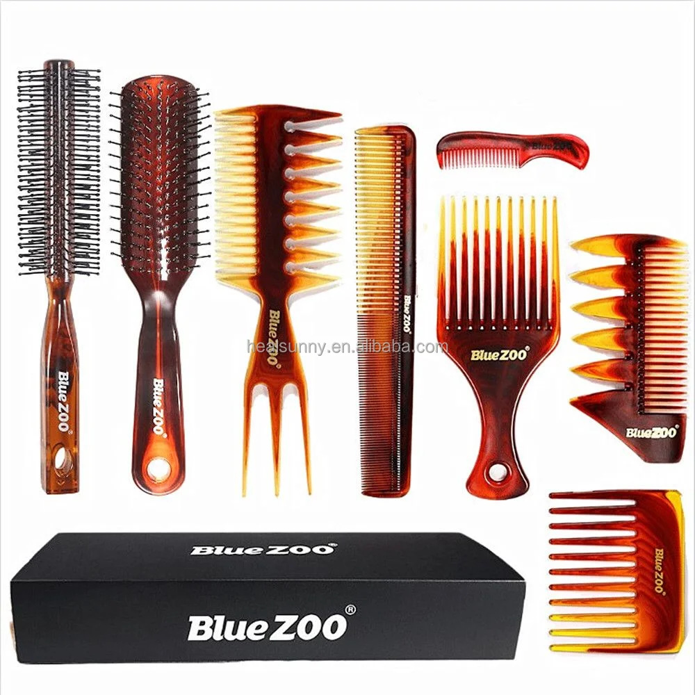 

Beauty Salon 8 pcs Plastic Beard Care Brush And Hair Dye Color Hairdressing Styling Comb Set For Barber, Amber / black/oem