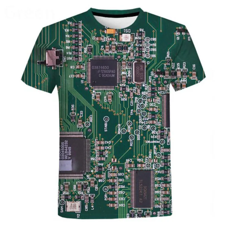 

Electronic Chip Hip Hop T Shirt Men Women 3D Machine Printed Oversized T-shirt Harajuku Style Summer Short Sleeve Tee Tops