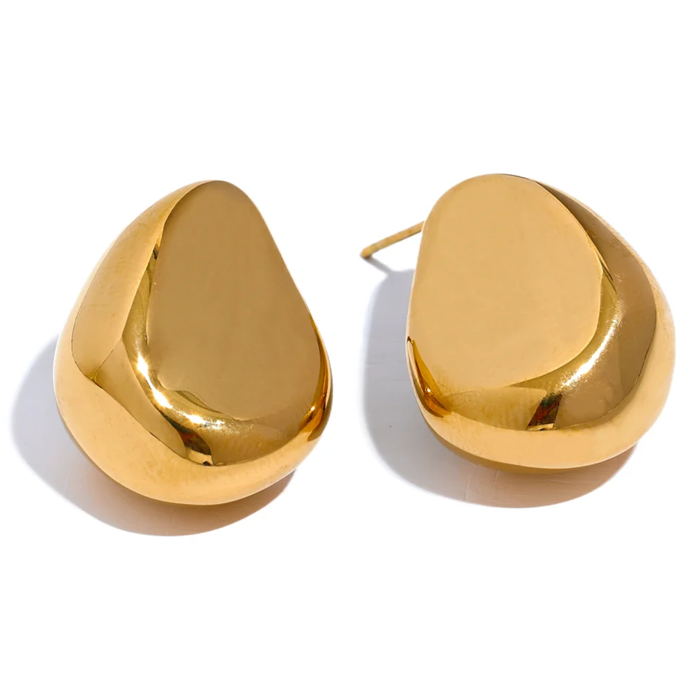 

JINYOU 682 New Smooth 316 Stainless Steel Creative Geometric Hollow Stud Earrings Women 18K Gold Plated Metal Waterproof Jewelry