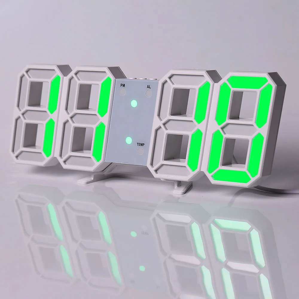 

Custom Decoration 3D Led Table Desktop Snooze Home Kitchen Countdown Hour Display Calendar Day Wall Led Digital Clock, Black/white shell+blue/orange/white/green/red font