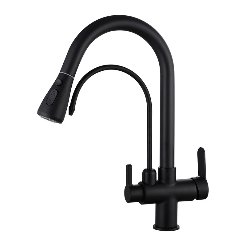 

matt black Chrome drinking 3 way modern brass black pull out kitchen faucets