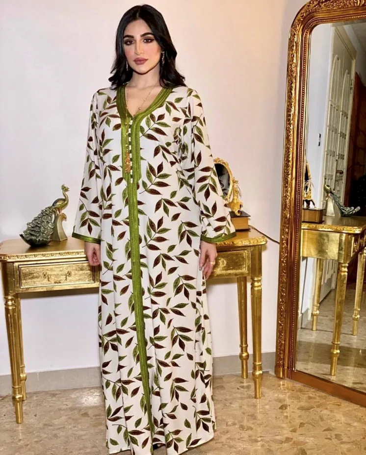

Wholesale floral print long maxi dress islamic wedding dress, Green