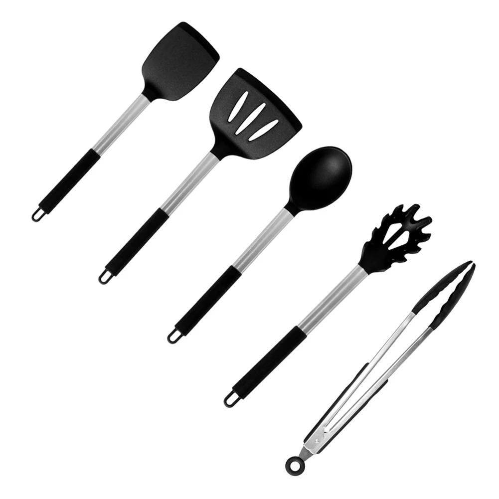 

Hot selling silicone stainless steel kitchen utensils sets silicone cooking tools with stainless steel handle silicone kitchen, Multiple colors or customized