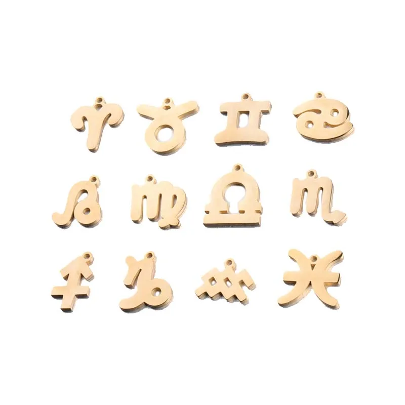 

Mirror Polished 15mm Stainless Steel 12 Zodiac DIY Charms for Jewelry Making