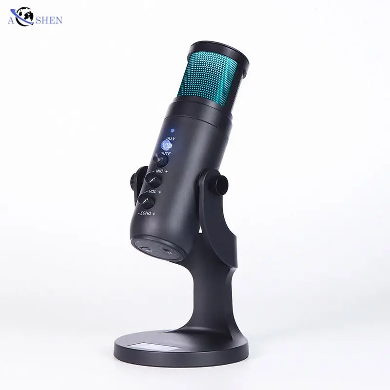 

RGB Mic Type-c Gaming Studio Microfone USB Professional Youtube Recording Condenser Microphone for PC computer smartphone