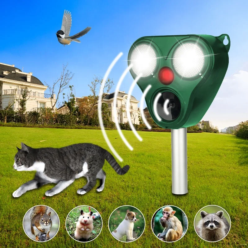 

Best Price Outdoor ABS+PC Ultrasonic Solar Pest Repeller Rechargeable IP66 Mouse Snake Bird Animal Ultrasonic Repellent, Army green