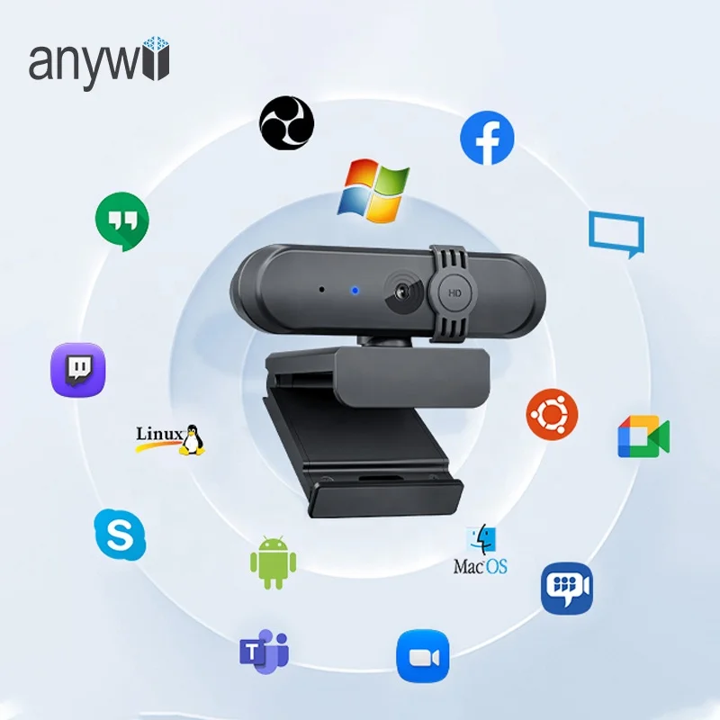 

Anywii OEM ODM Manufacturer Full HD Webcam Camera Web Cam 1080P USB PC Computer Camera with Microphone