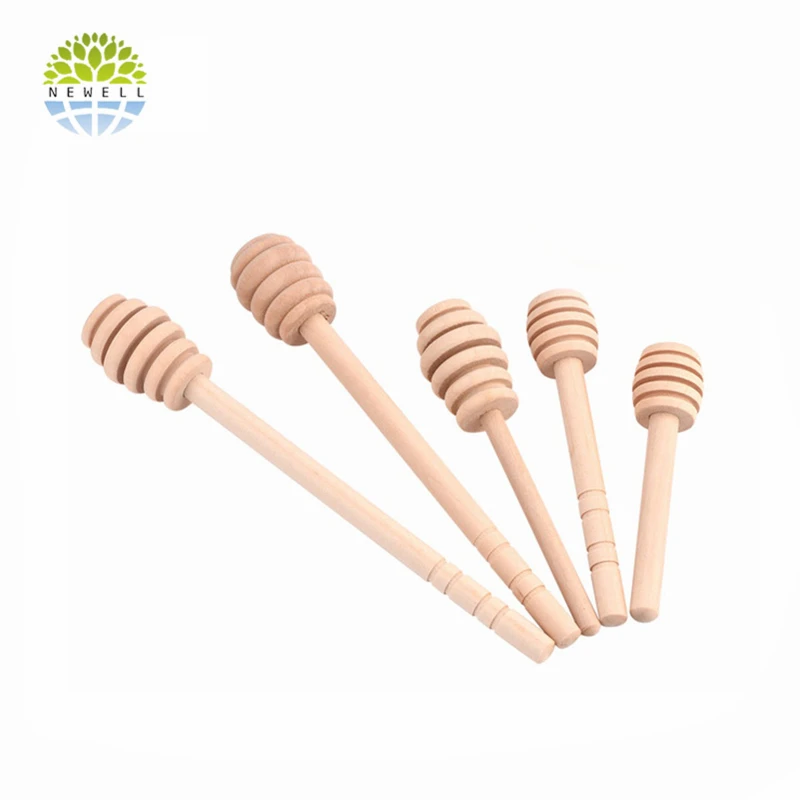 

Newell Wholesale Bulk Handmade Eco Friendly Mini Stick Spoon Wooden Honey Dipper with Customize Logo, Natural wood color