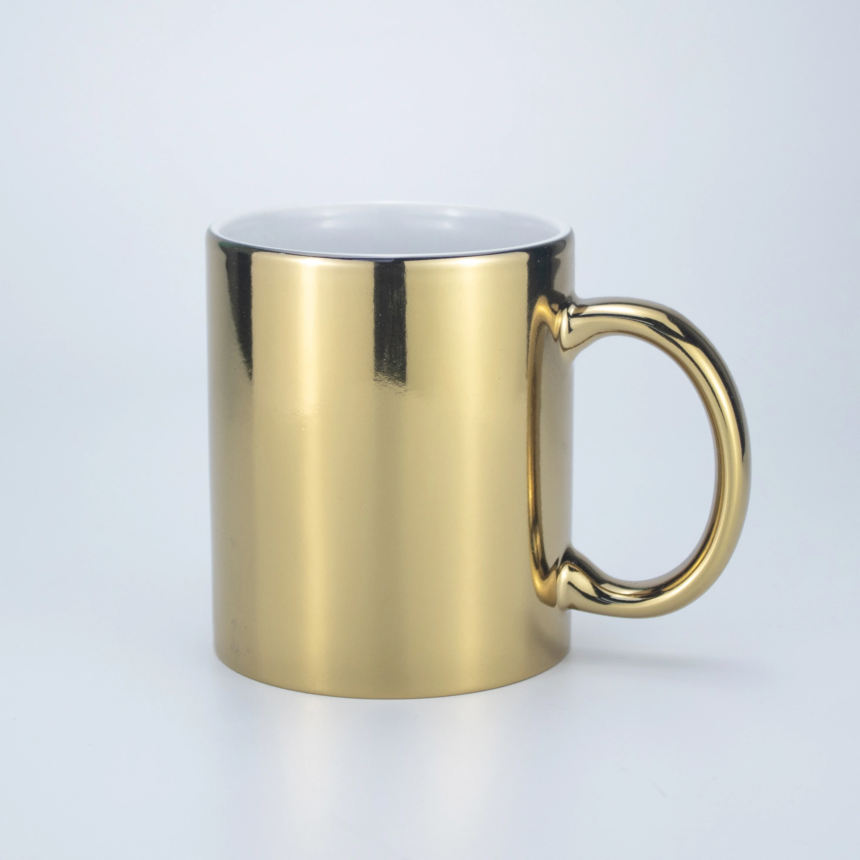 

Sublimation Blank Mug Gold Handle Wholesale 11oz Electroplating Coffee Mug Personalized Mug Supplier, Multi color