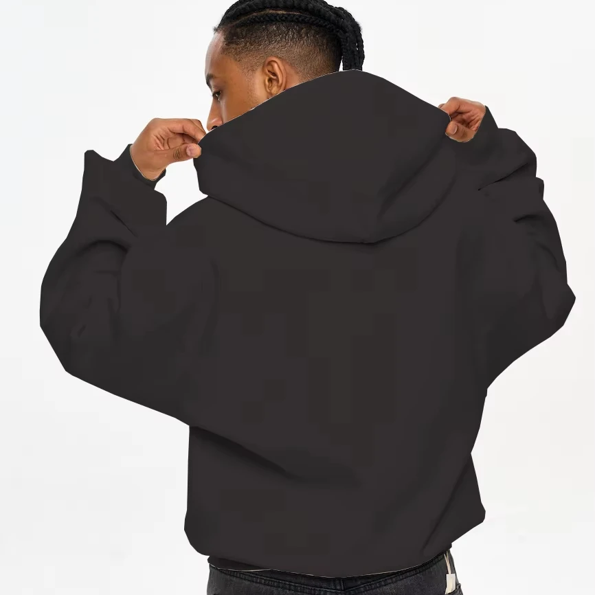 Yingling Custom 500 Gsm 3d Print Hoodies Crop Fit Heavyweight Brushed Cotton Set Cropped Boxy Hoodie for Men