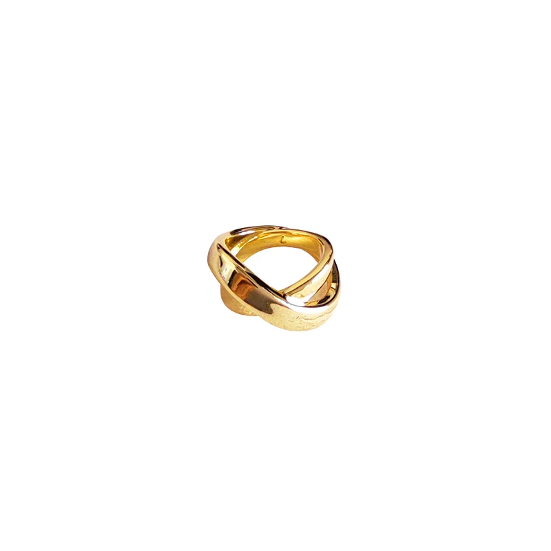 

Wholesale Trendy Double Plain Ring 18K Gold Plated Novel Fashion Ring for Women