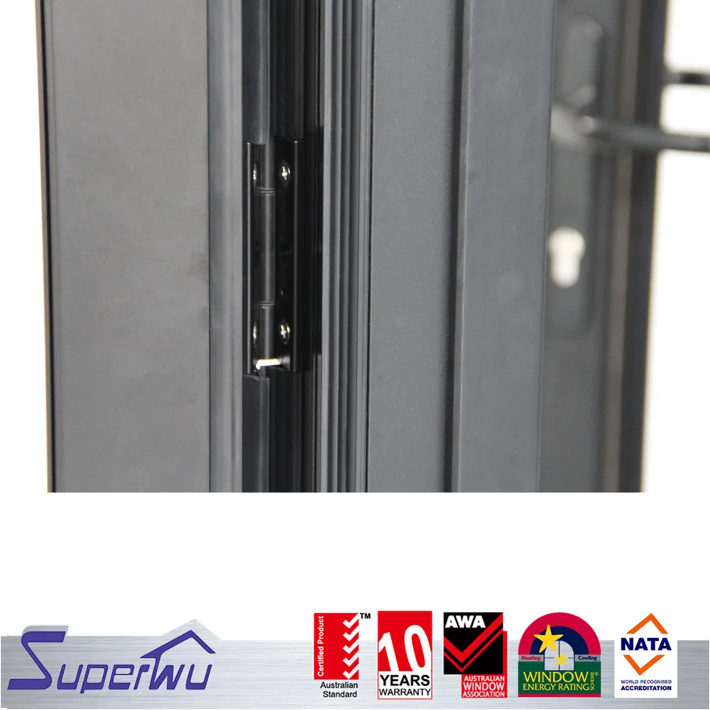 Aluminum powder coating outdoor double toughened glass aluminium bi folding glass door