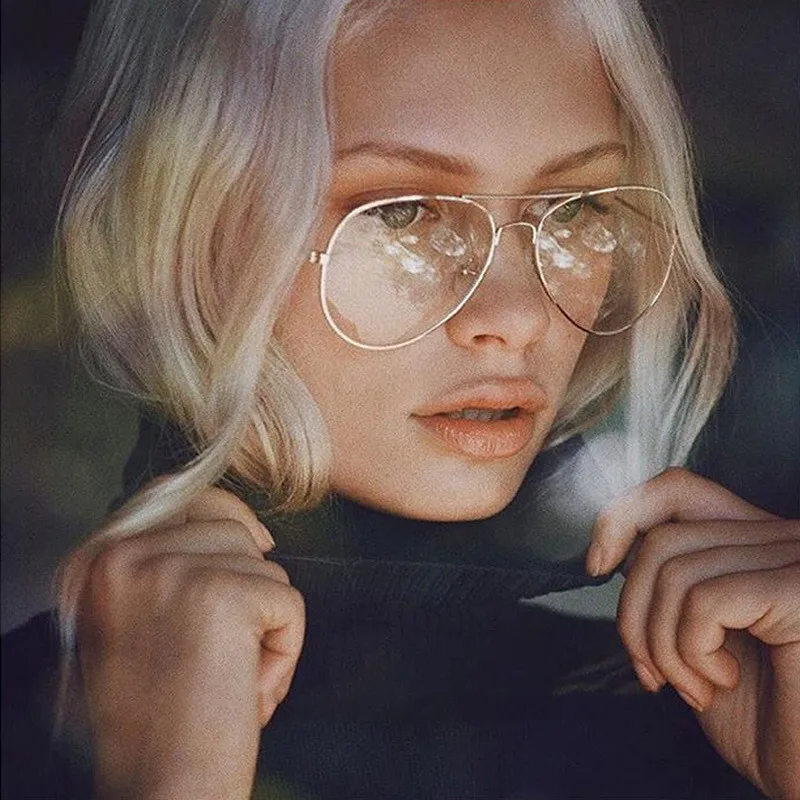 

Classic Light Weight Metal Frame Transparent Lens Aviation Protection Eyeglasses Eyewear Plain Glass Spectacles with Clear Glass