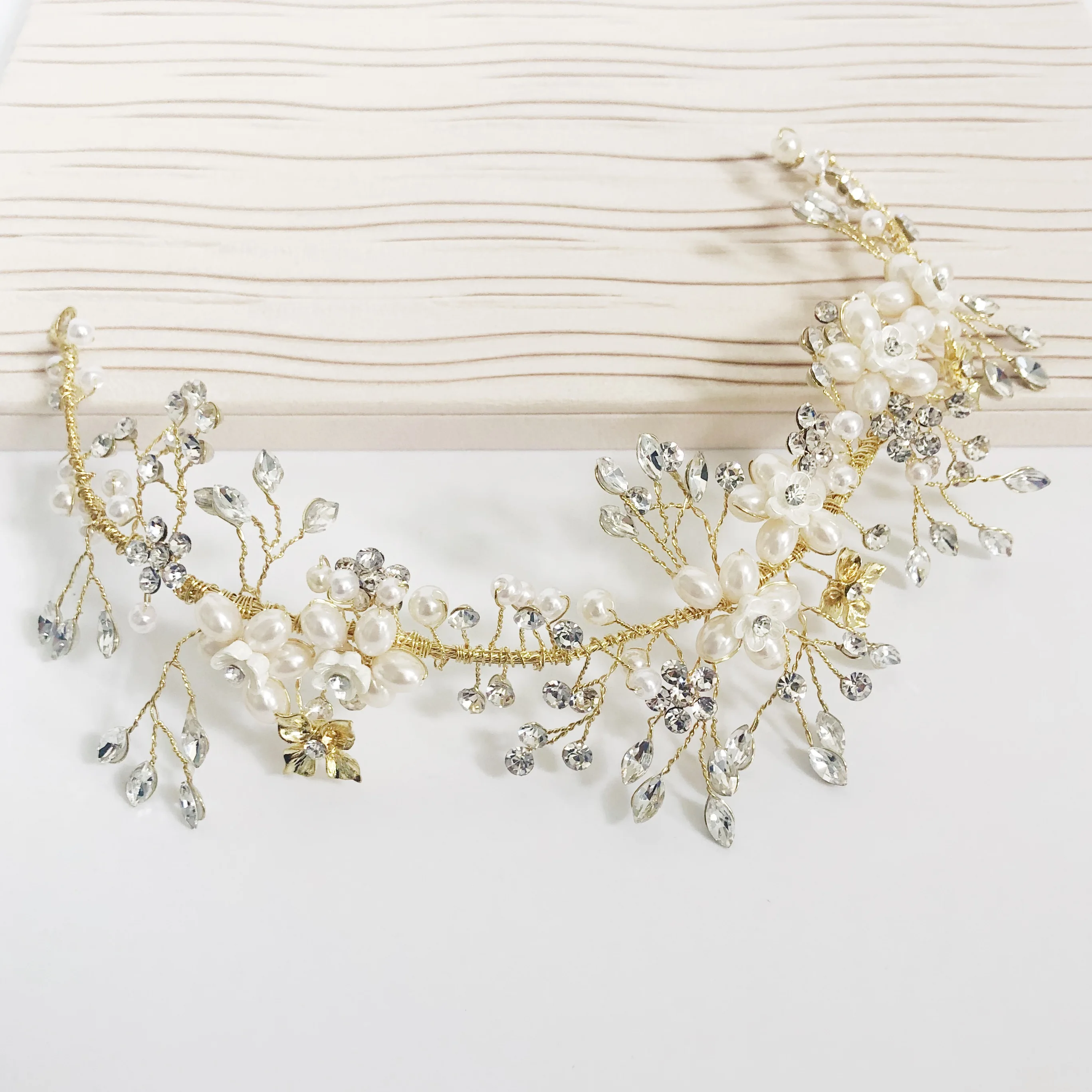 

SG0514 Handmade Fancy Prom Hair Accessories Headband Bridal Wedding Hairbands Headpieces Jewelry for Women, Gold/sliver
