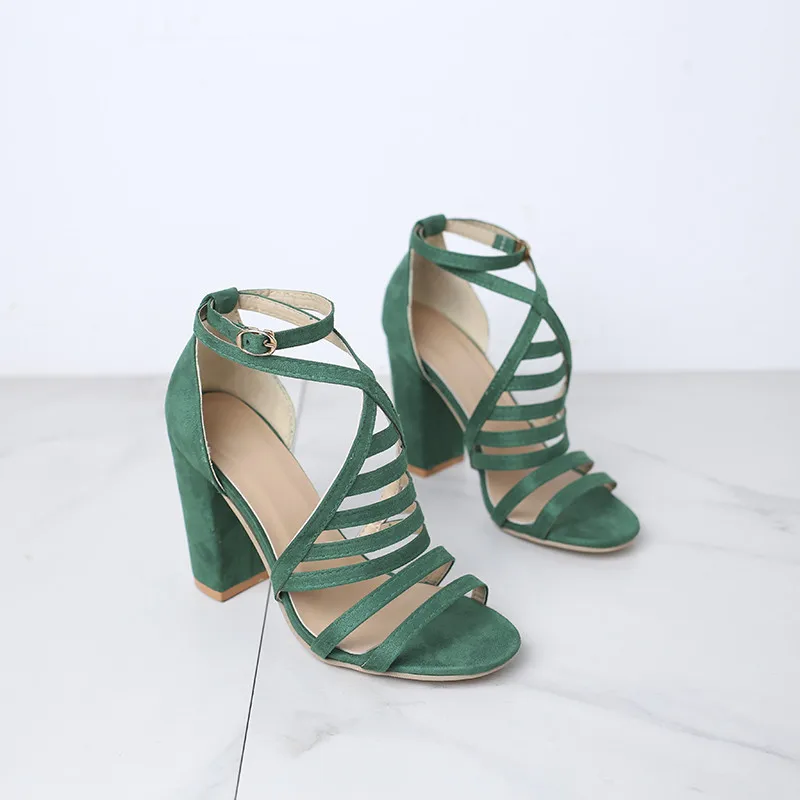 

B24428A High-heeled sandals Spring and summer high heel sandals women's shoes, Green, black