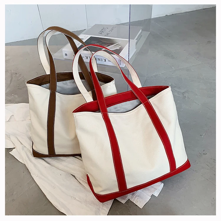 

2021 Custom Eco Friendly Women White Shopping Tote Bag Big Cotton Canvas Tote Bag