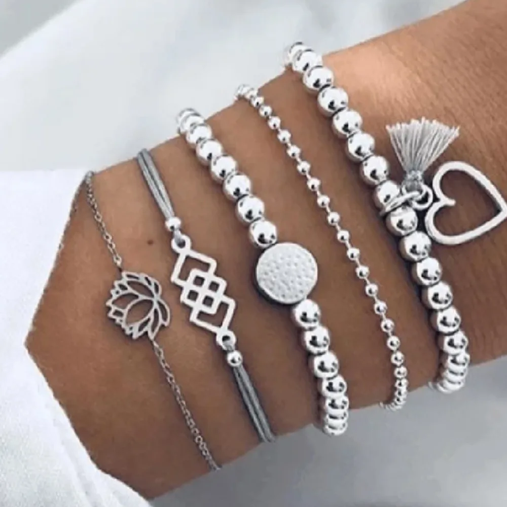 

Wholesale Fashion Gold jewelry Chain Bohemian style statement bracelets set