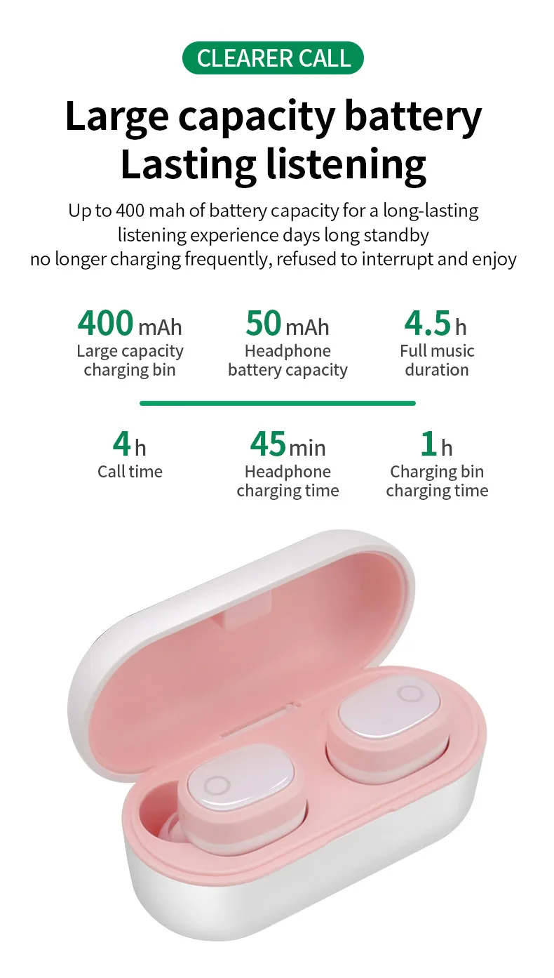 Tws New Stereo Earphones Cute wireless Earbuds Smartphone In Ear OEM Headset Bone Conduction Headphone HIFI Fone De Ouvido - ANKUX.COM