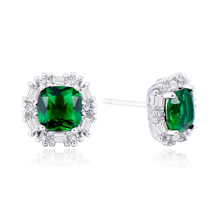 

925 sterling silver green zircon luxurious jewellery wholesale earring stud