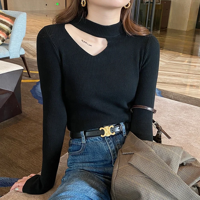 

Sweater Women's Spring Fall And Winter Inner Wear 2023 New Design Knitted Collarbone Bottoming Shirt Slim Top