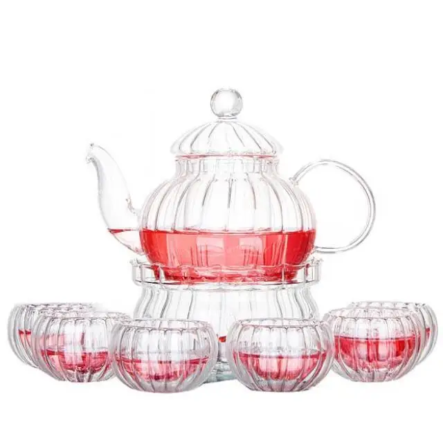 

Heat Resistant and Explosion Glass Transparent Tea Set, Teapot, Heat Insulation Double Wall Tea Set