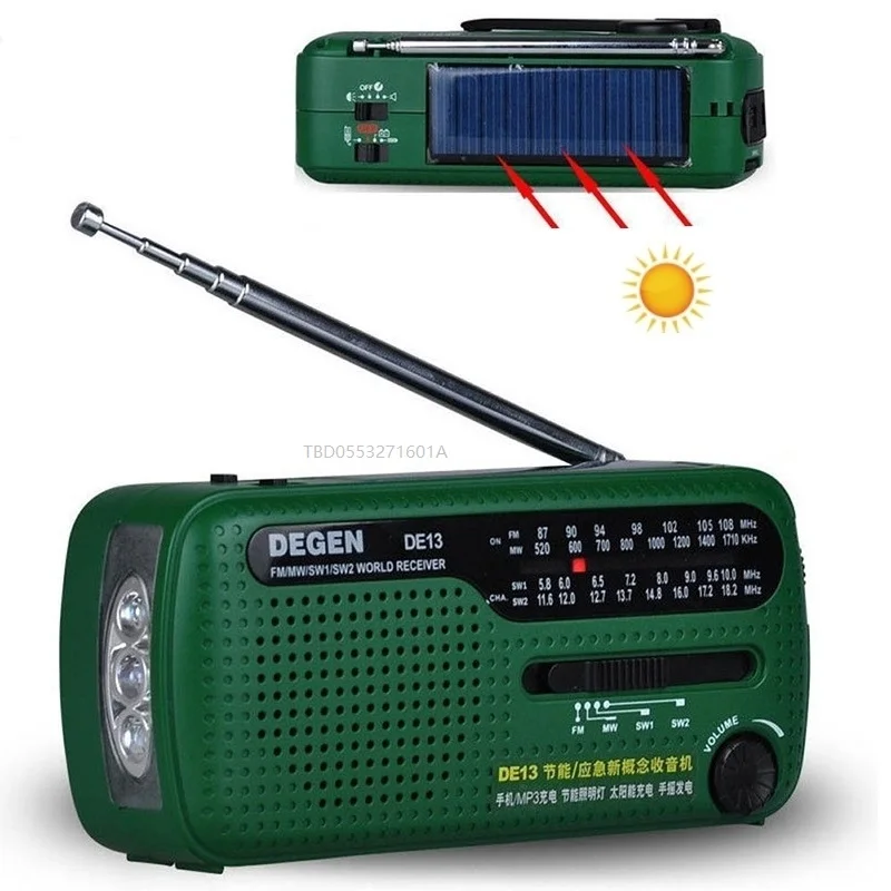 

Dropshipping wholesale DE13 Hand-Cranked Power Full Band Solar Charging Emergency Outdoor Radio