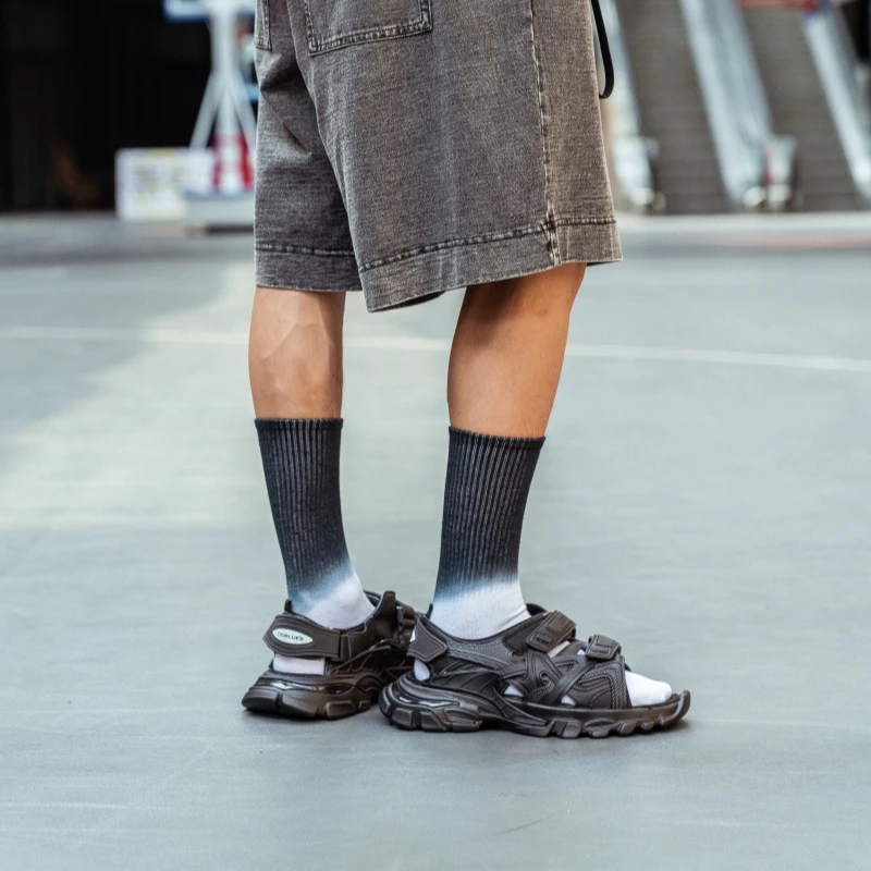 

Trending Hot Products Men Fashionable 100% Cotton Knitted Custom Print Ankle Tie Dye Socks, Custom color