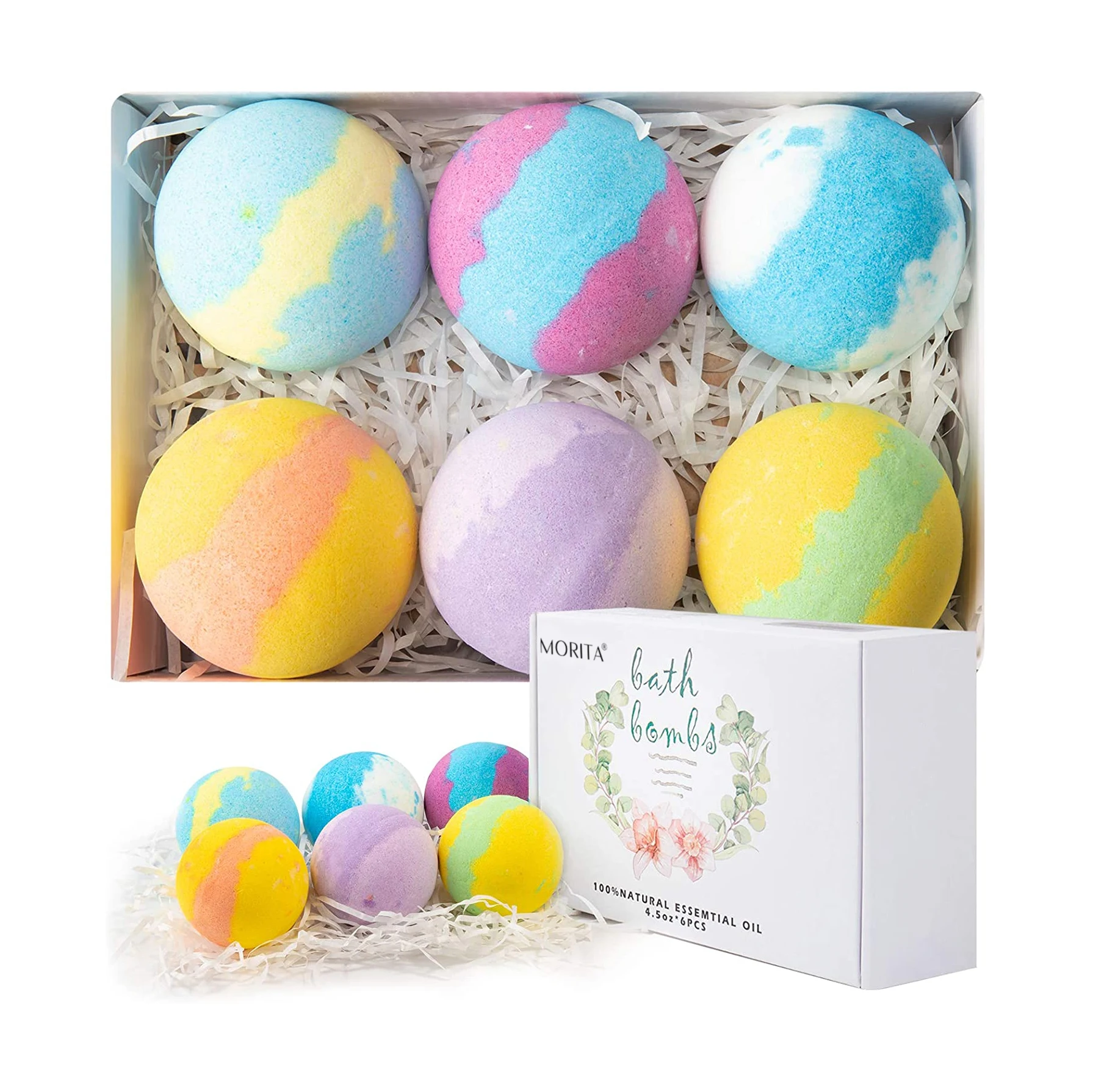 

Processing Customization Natural Organic Long-Lasting Six Scented Bath Balls 12 Essential Oils Bubble Bath Balls Bath Bomb, Colorful