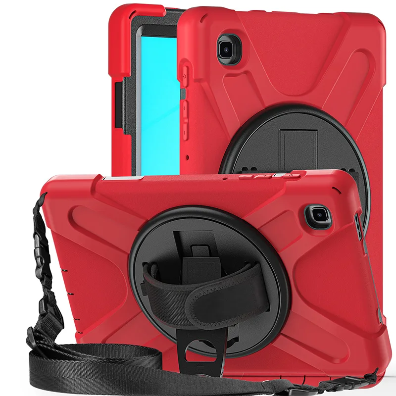 

2021 newest colorful silicone tablet case for Samsung Tab A7 Lite 8.7 T220 T225 belt rotating handle stand pencil rugged cover