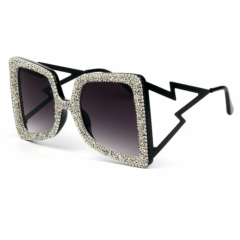 

Fashion Custom Sunglasses Female Bling Stones Vintage Oversized Diamond Glasses for Women
