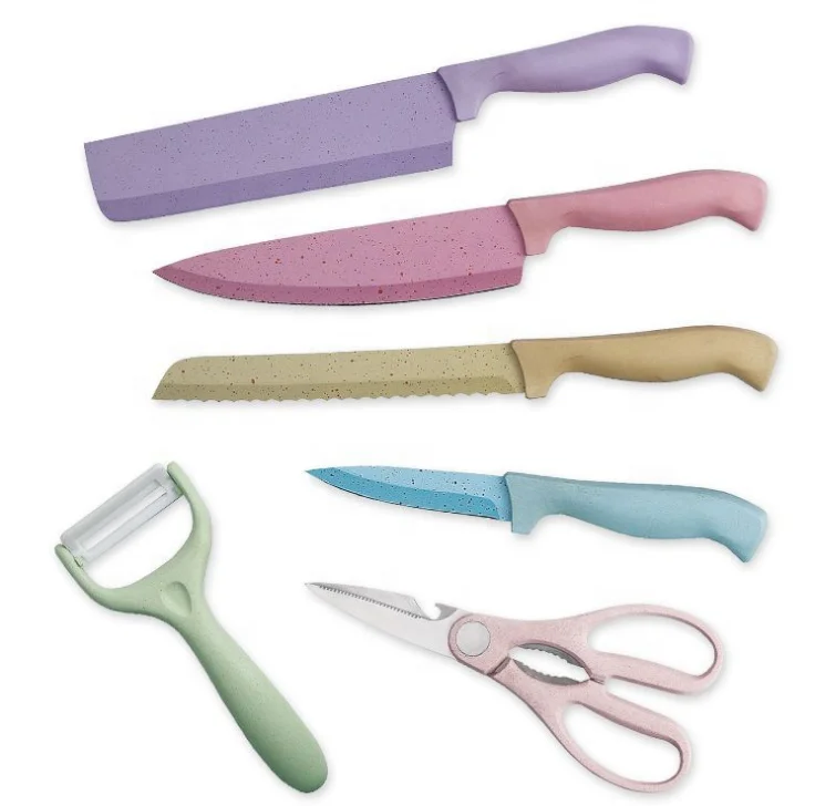 

6pcs Macarons Fashion Color High Carbon Stainless Steel Knife Set