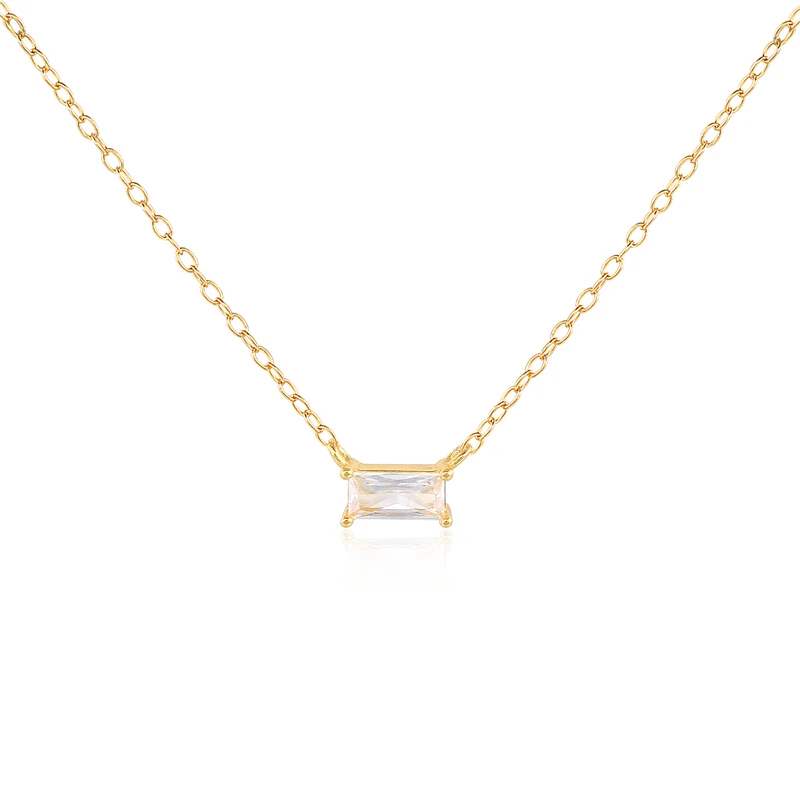 

ROXI 2021 Fashion Color gold jewelry INS simple 3 shape geometry diamond link chain necklace women wholesale