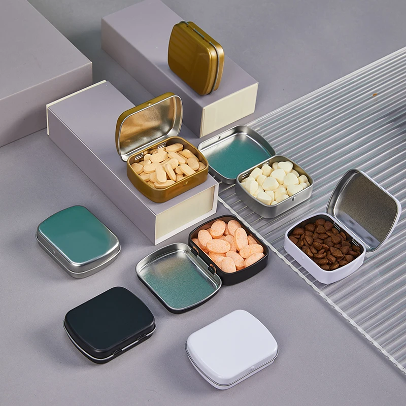 Customised Custom Printed Logo Empty Tinplate Food Grade Vintage Hinged Mini Small Candy Metal Packaging a Tin Box