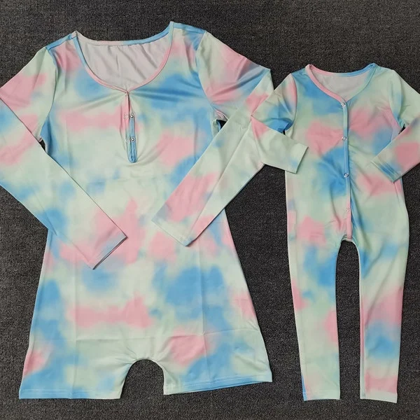 

Custom onesie Baby Onesie Pajama Tie Dye Mommy and Me Kid Onesie Sleepwear, As picture