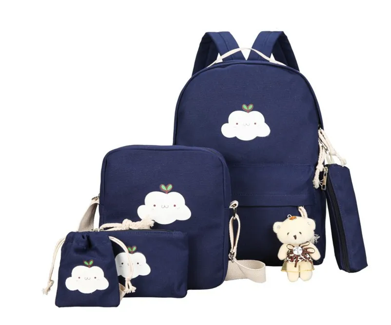 

luxury student backpack school bag waterproof school bag set, 4 colors