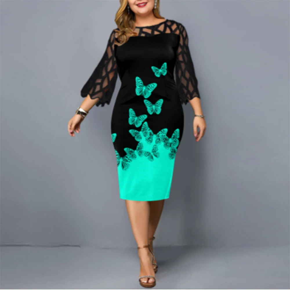 

Women's Summer Dress Plus Size Party Dress Elegant Floral Print Birthday Prom Dresses Ladies Mesh Casual Outfits 4XL 5XL 6XL