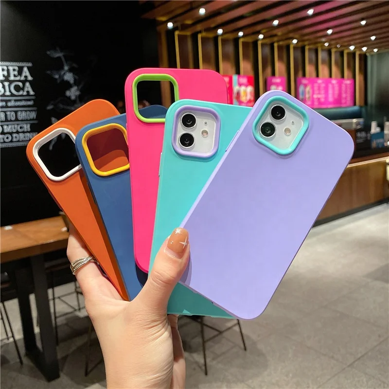 

2 in 1 Candy Color Soft Silicone Phone Case For iPhone 13 12 11 Pro Max Mini XR XS Max X 7 8 Plus 11Pro Shockproof Back Cover