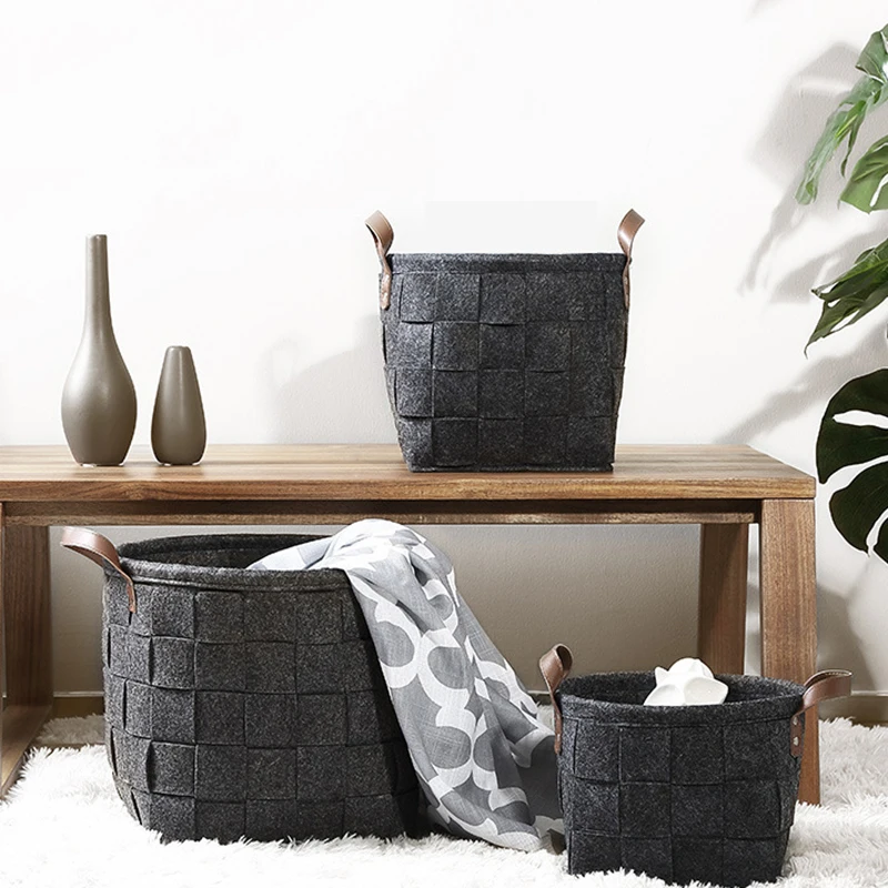 Hamper Laundry Bucket wool felt storage basket
