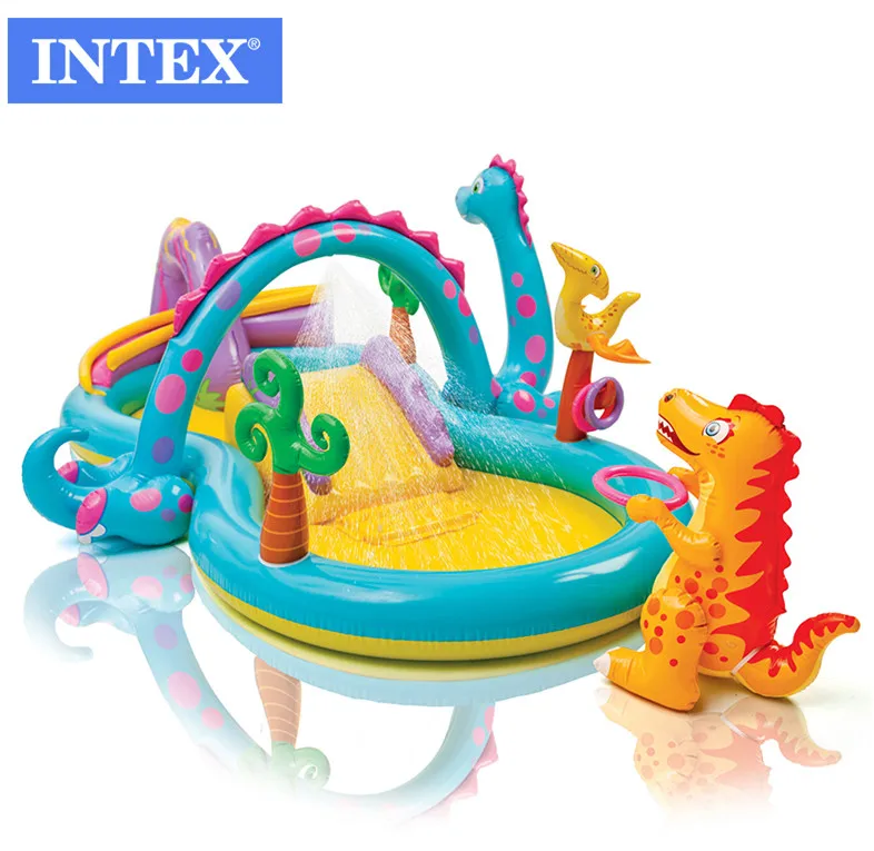 

Factory wholesale INTEX 57135 dinosaur Park outdoor portable inflatable pool baby basin sea pool swimming water sprinkler pool, Customized color