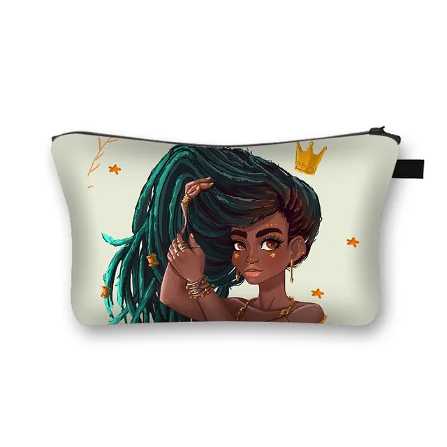 

Beautiful Girl Print Women Fashion Large Capacity Cosmetic Bag African Black Ladies Makeup Bag for Girl Cosmetic Organizer Bags, Customized