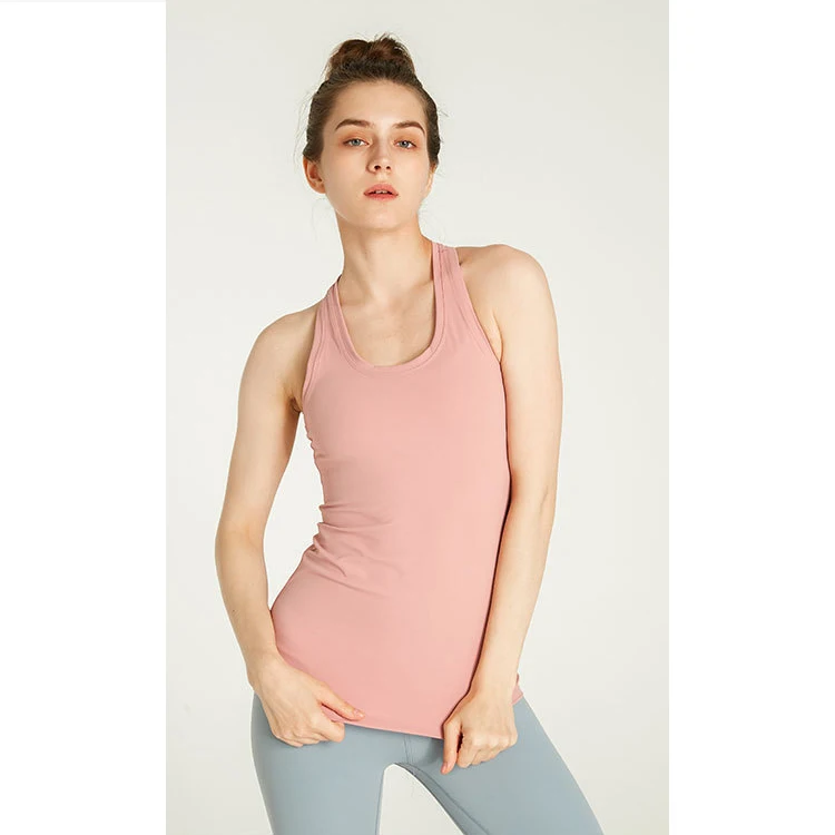 

Nude-feel yoga vest women running fitness outerwear vest without chest pad, Accept customized colors